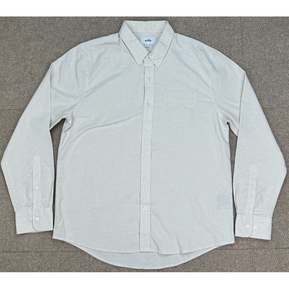 Wills Men's Wrinkle Free Linen Blend Long Sleeve Casual‎ Shirt Size Large